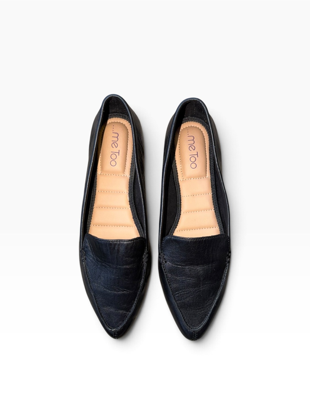 Me Too Black Pointed Toe Leather Loafer Size 8.5 M